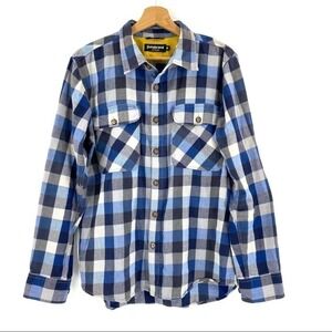 Betabrand Blue Plaid Button Down Shirt Sz M